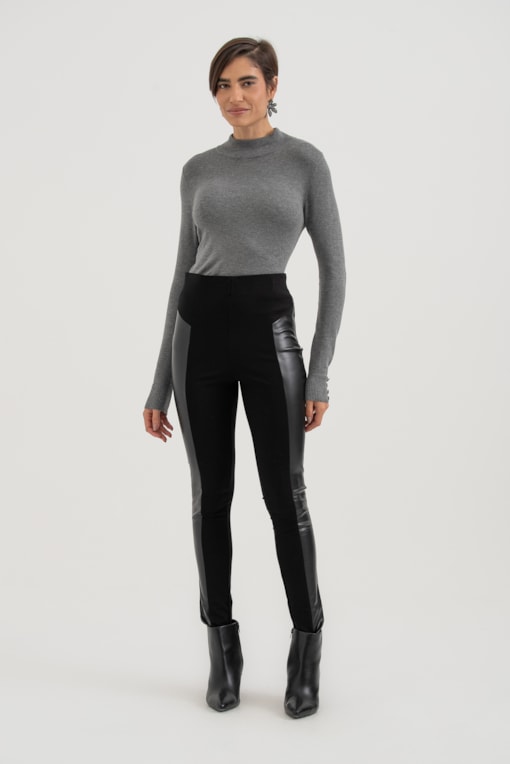 Calça Montaria Recorte Pu Preto