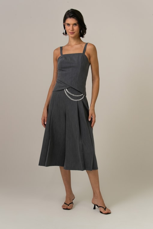 Calça Pantacourt  Cinza