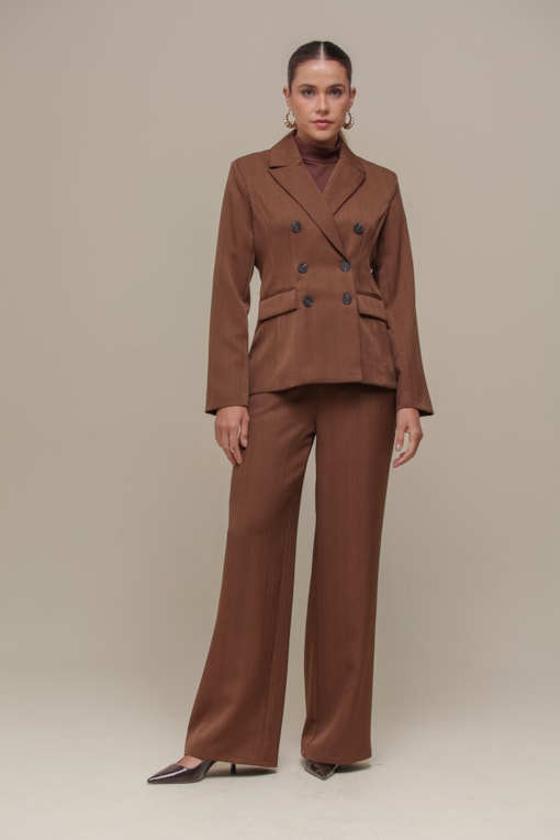Calça Pantalona Alfaiataria Marrom