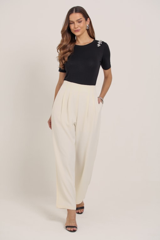 Calça Pantalona Alfaiataria Off-white
