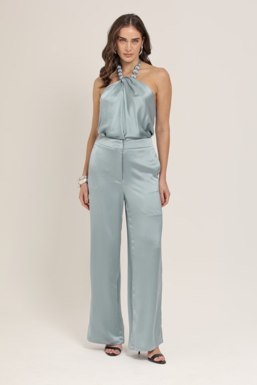 Calça Pantalona Amarração Azul