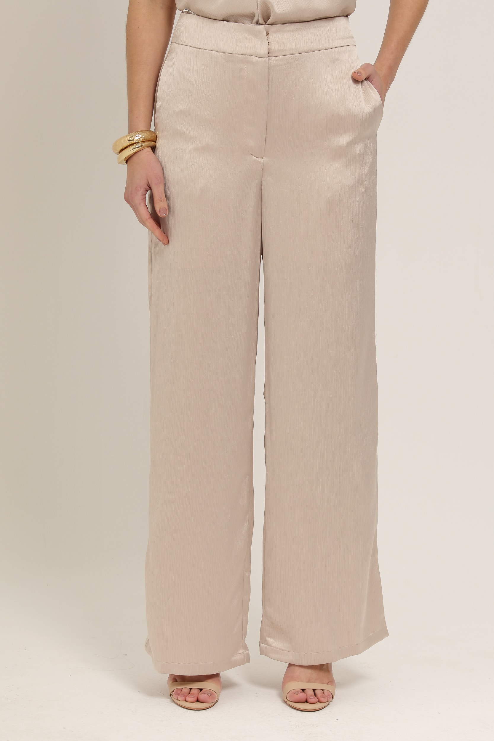 Calça Pantalona Amarração Bege