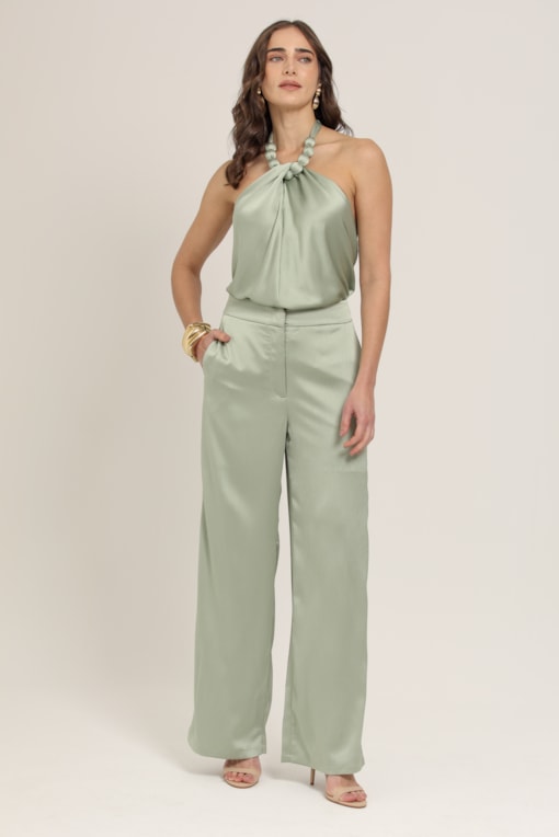 Calça Pantalona Amarração Verde 
