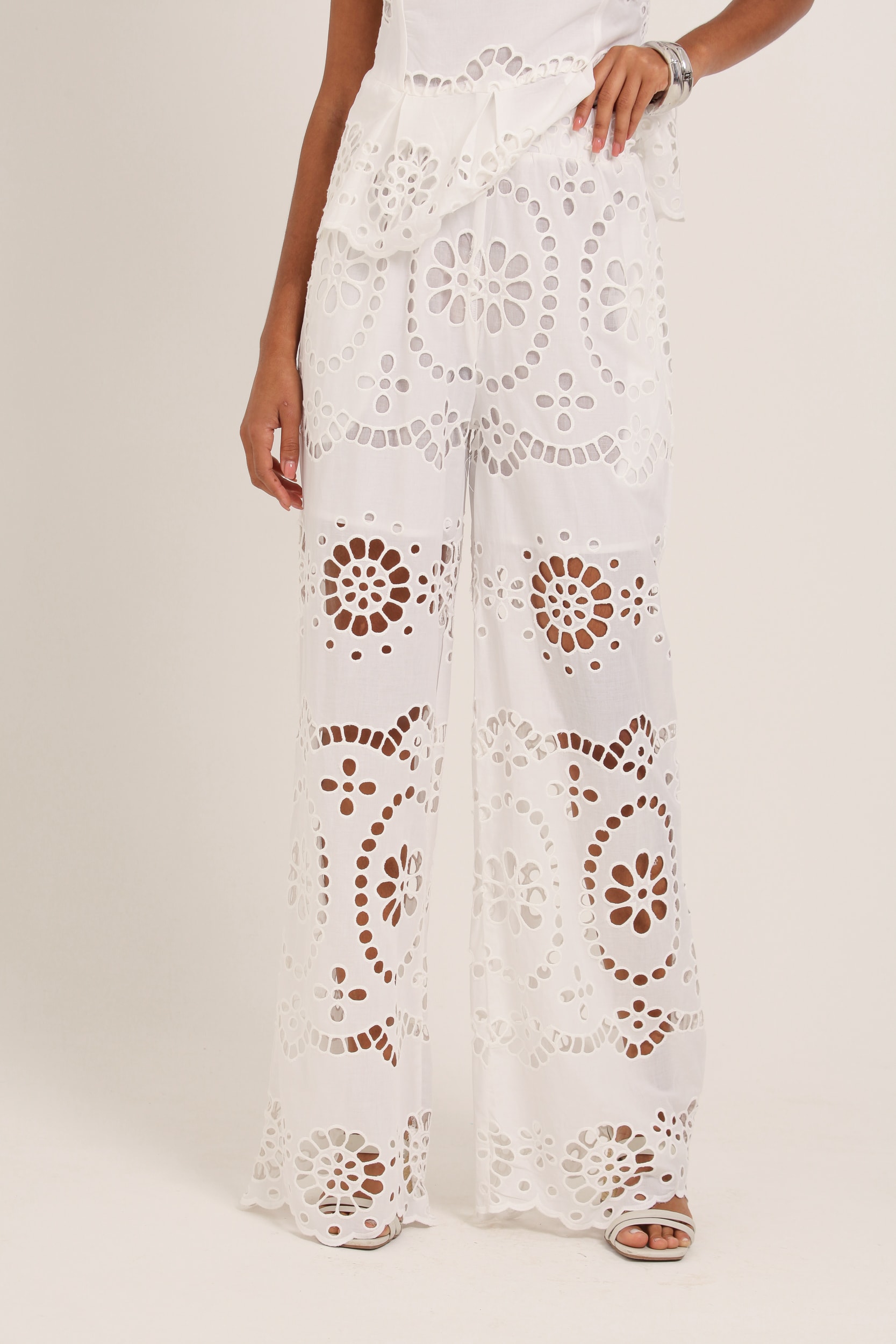 Calça Pantalona Guipir Branco