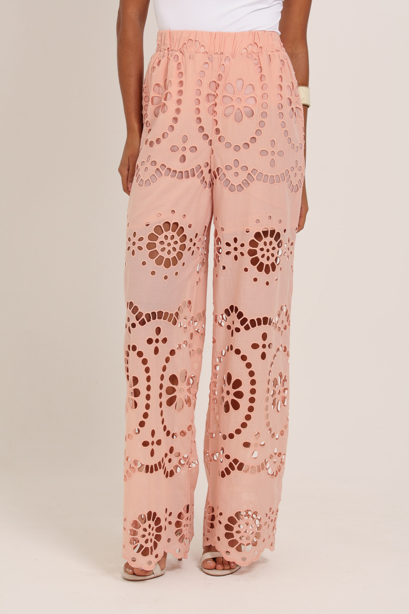 Calça Pantalona Guipir Rosê