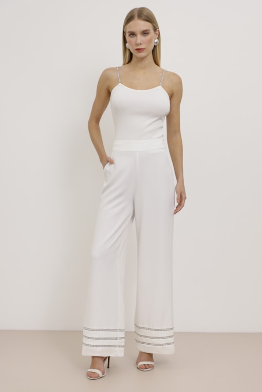 Calça Pantalona Pérola Alfaiataria  Branco