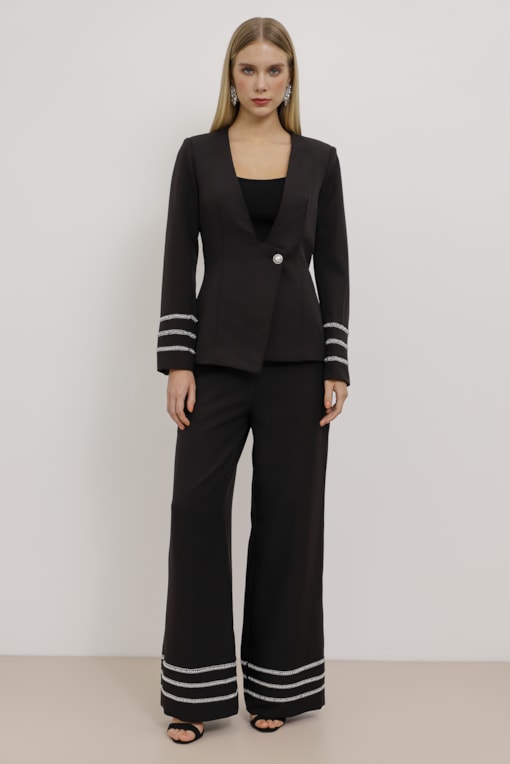Calça Pantalona Pérola Alfaiataria  Preto