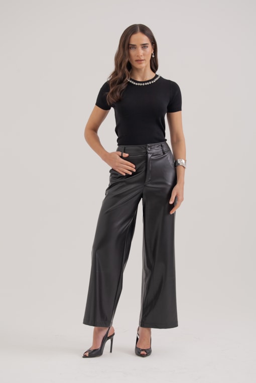 Calça Pu Pantalona Preto