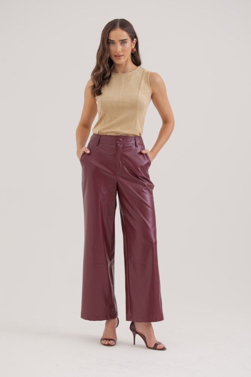 Calça Pu Pantalona Vinho
