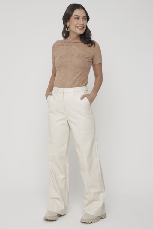 Calça PU Recortes  Off-white