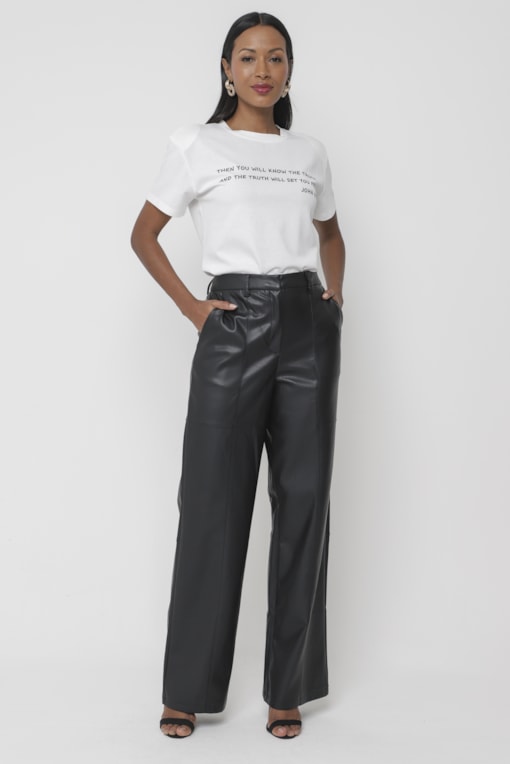 Calça PU Recortes  Preto