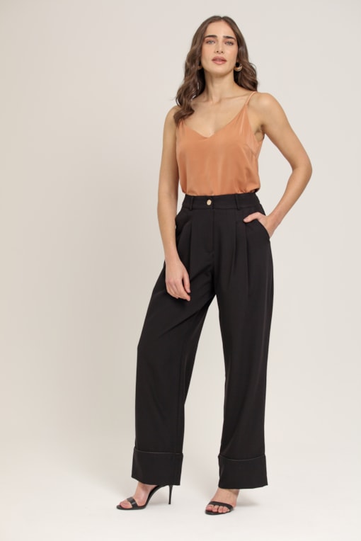 Calça Reta Alfaiataria Preto