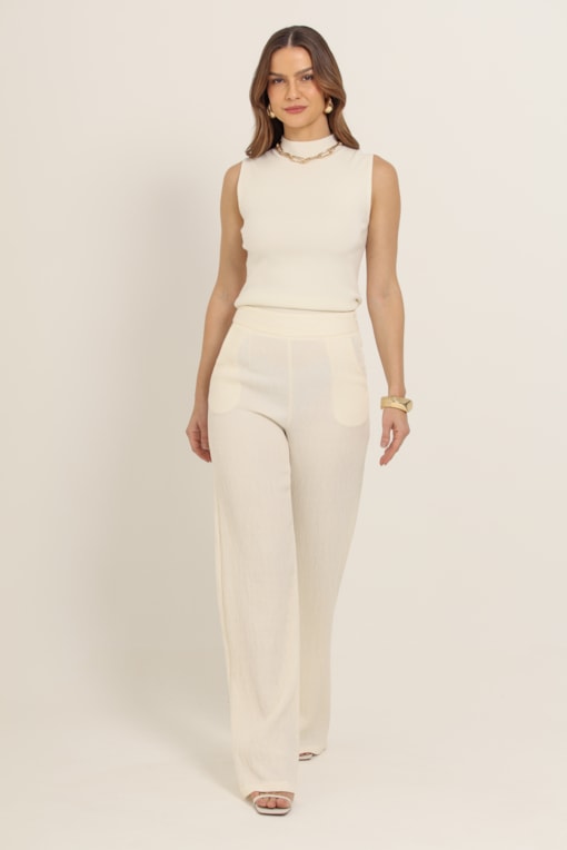 Calça Reta Anarruga Cós Largo
                                        
                                         Off-white