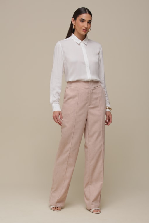 Calça Reta de Linho Rosê
