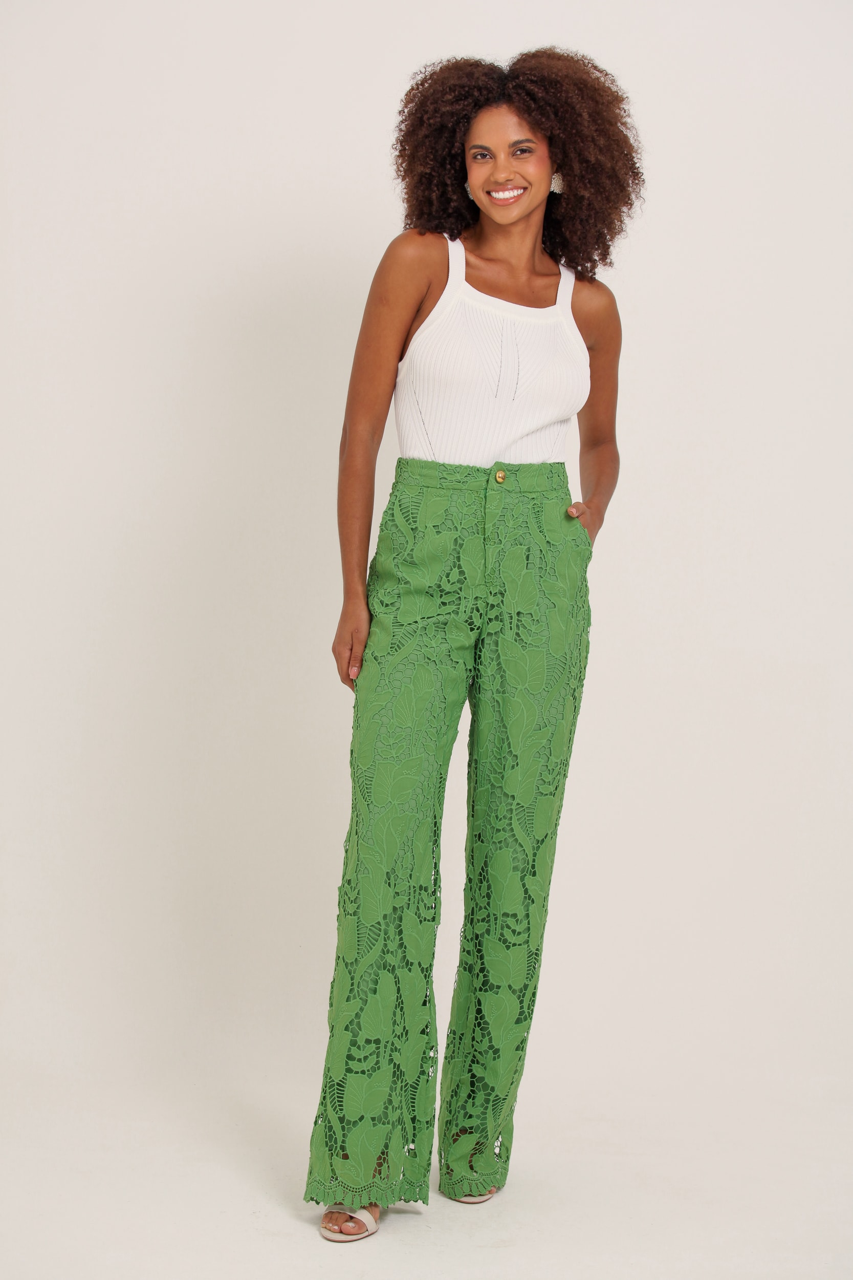 Calça Reta Guipir Verde 