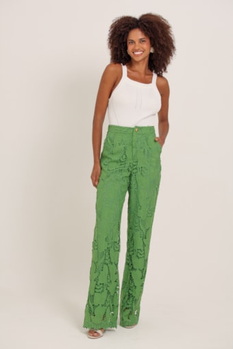 Calça Reta Guipir Verde 