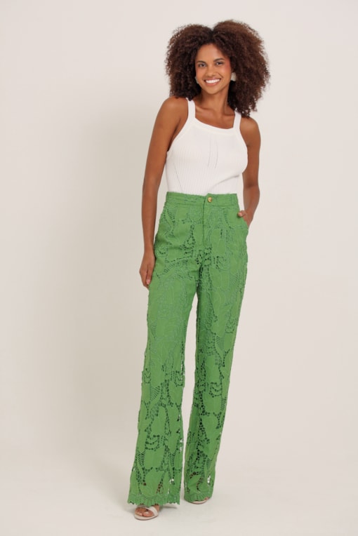 Calça Reta Guipir Verde 