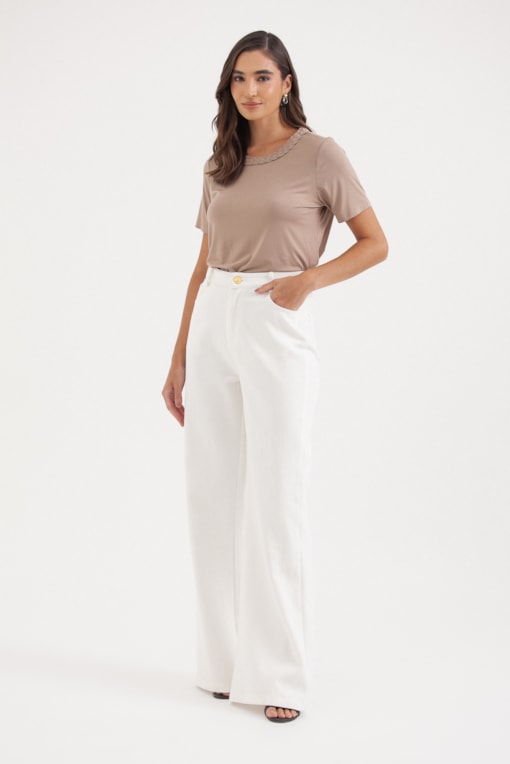 Calça Reta Sarja Branco