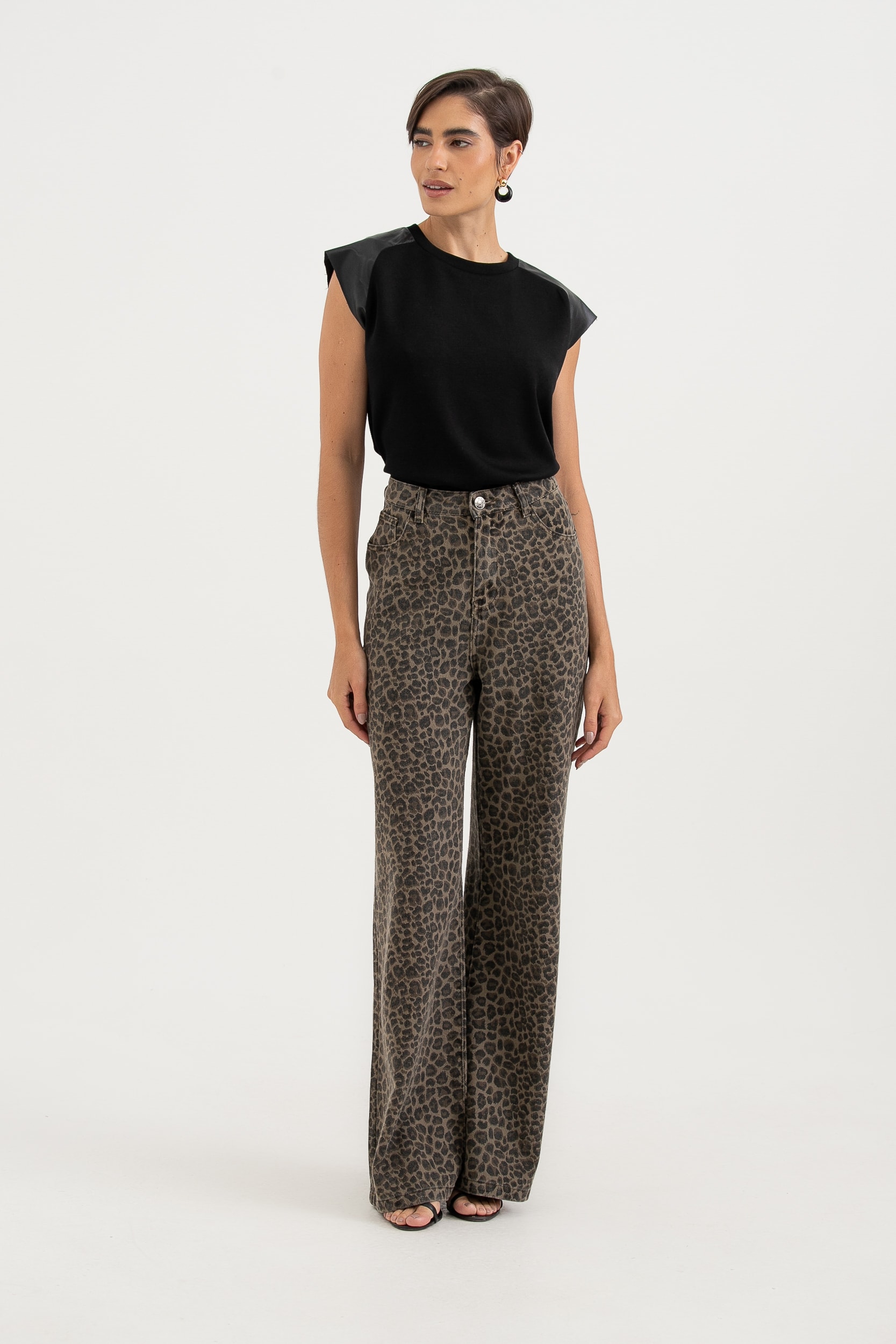 Calça Sarja Animal Print Leopardo