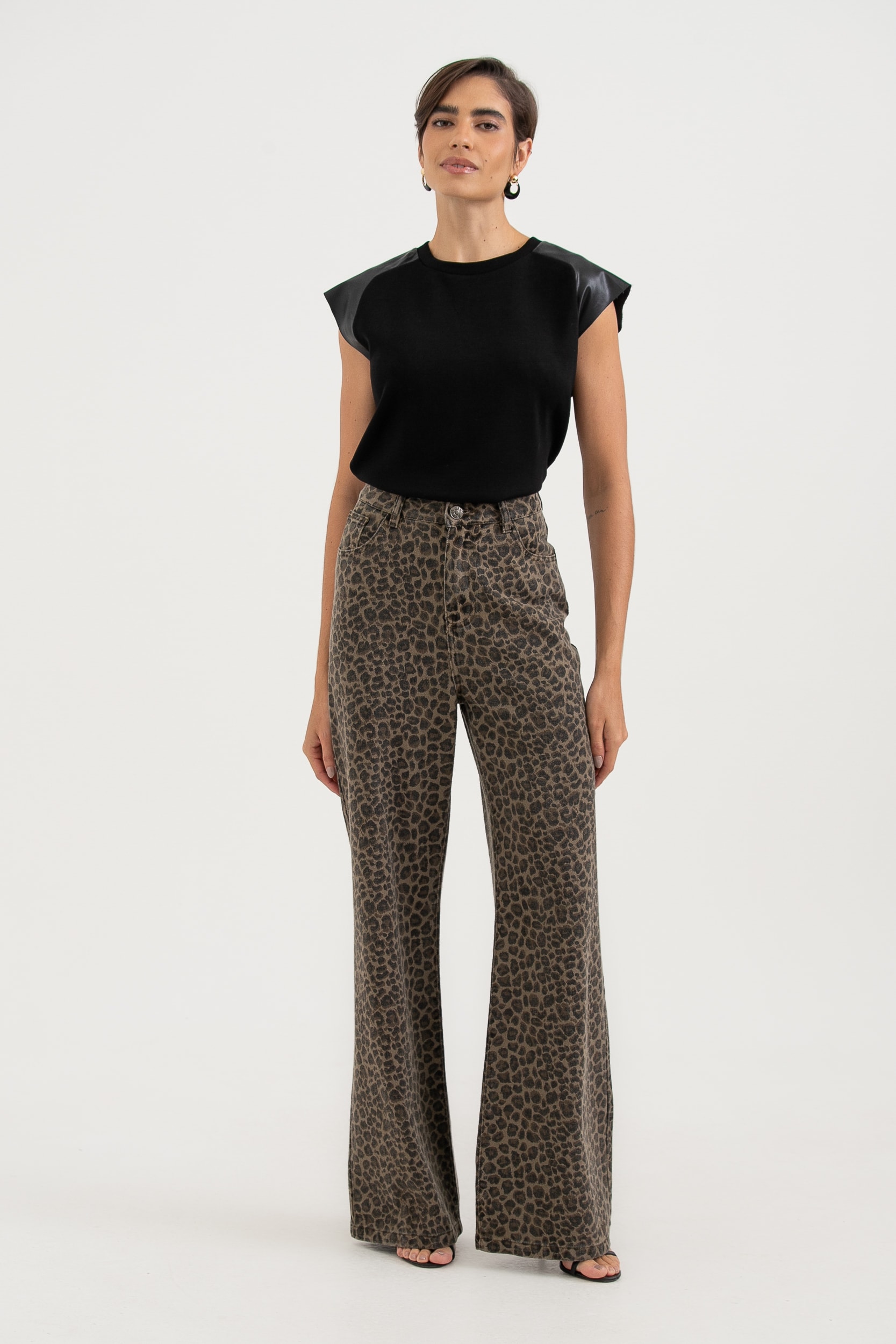Calça Sarja Animal Print Leopardo