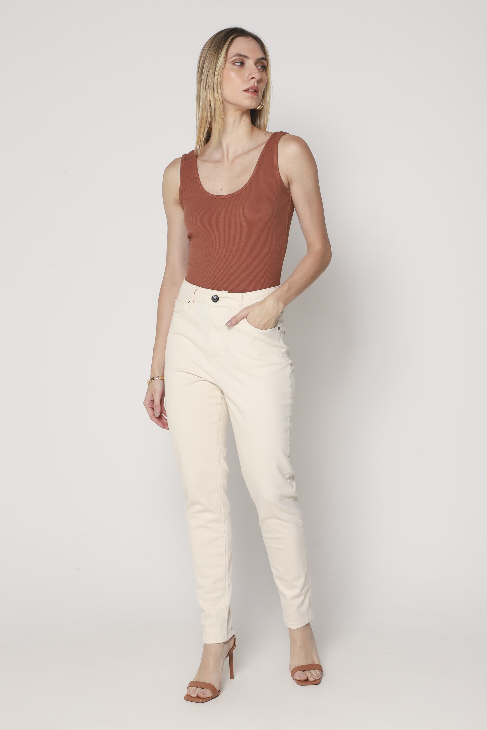 Calça Sarja Shape Skinny  Off-white
