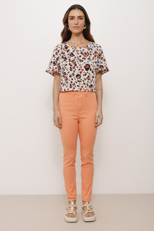 Calça Sarja Skinny Basic                Laranja