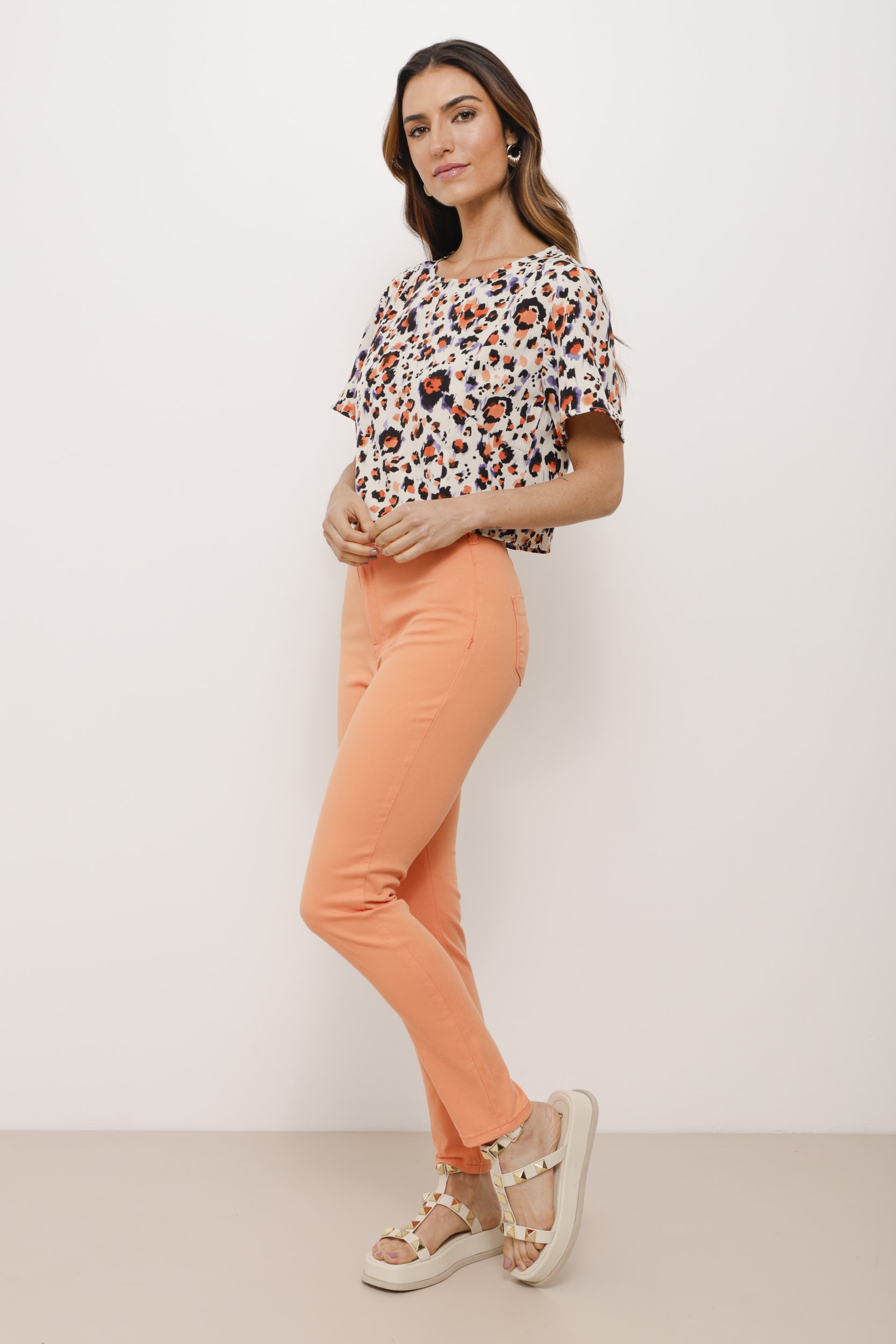 Calça Sarja Skinny Basic                Laranja
