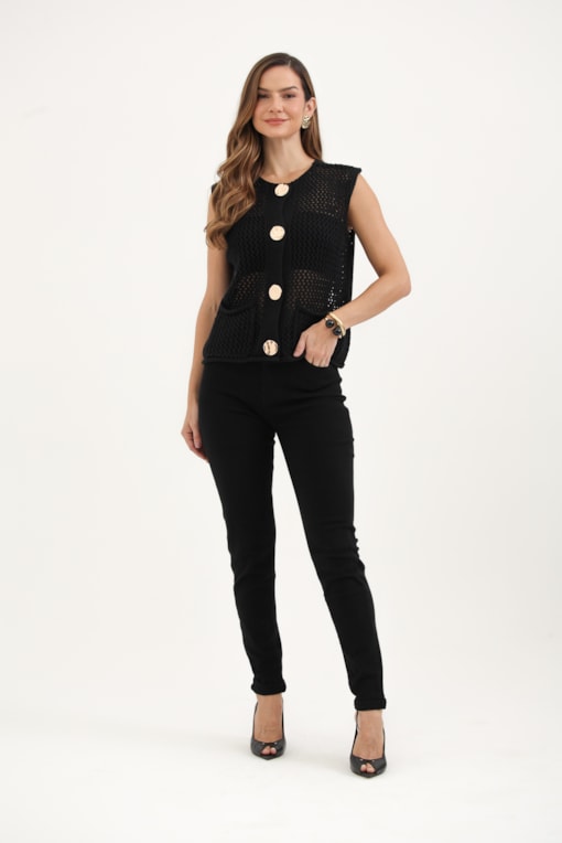 Calça Sarja Skinny Básica Preto