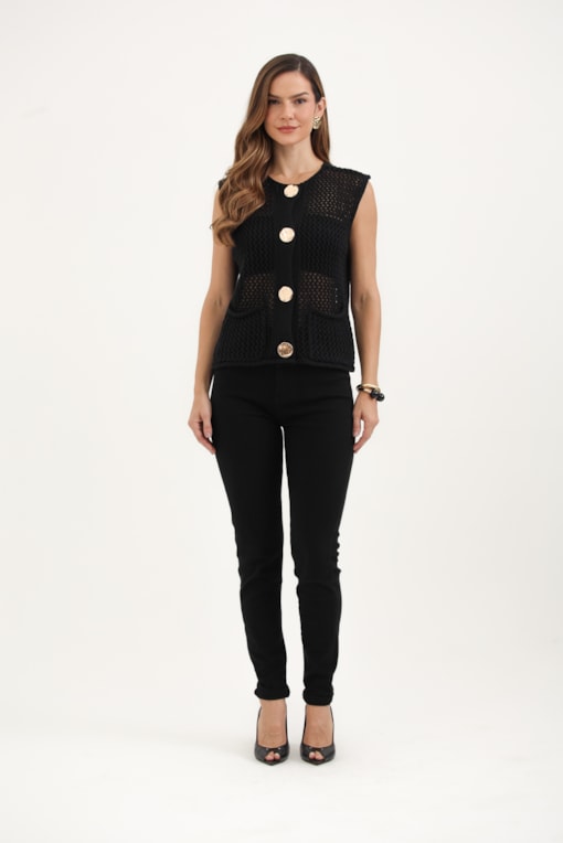Calça Sarja Skinny Básica Preto
