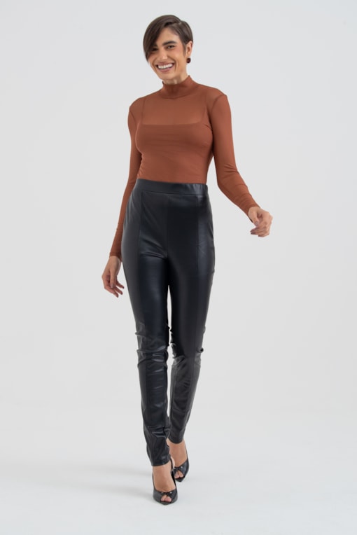 Calça Skinny De Pu Preto