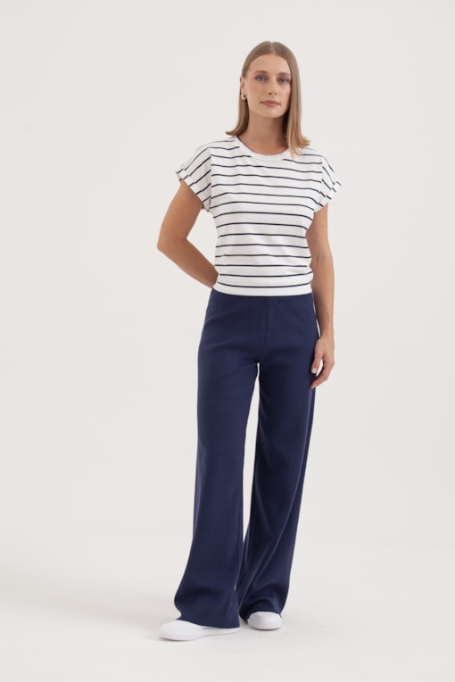 Calça Tricot Reta Marinho 