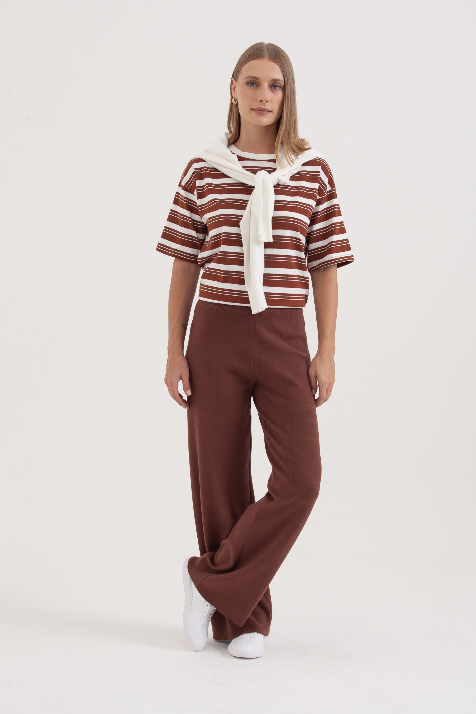 Calça Tricot Reta Marrom