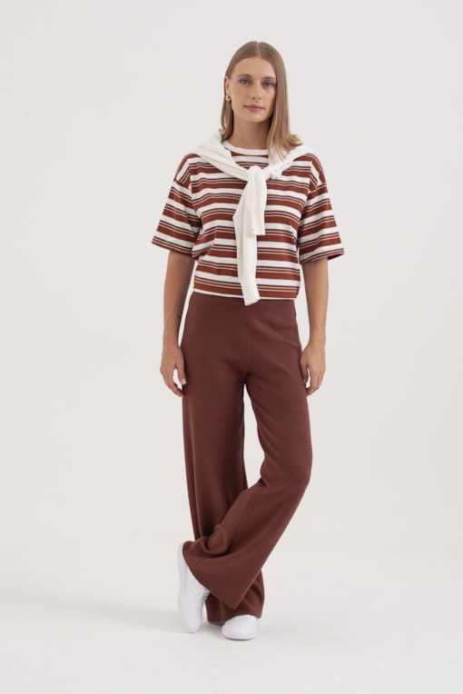 Calça Tricot Reta Marrom