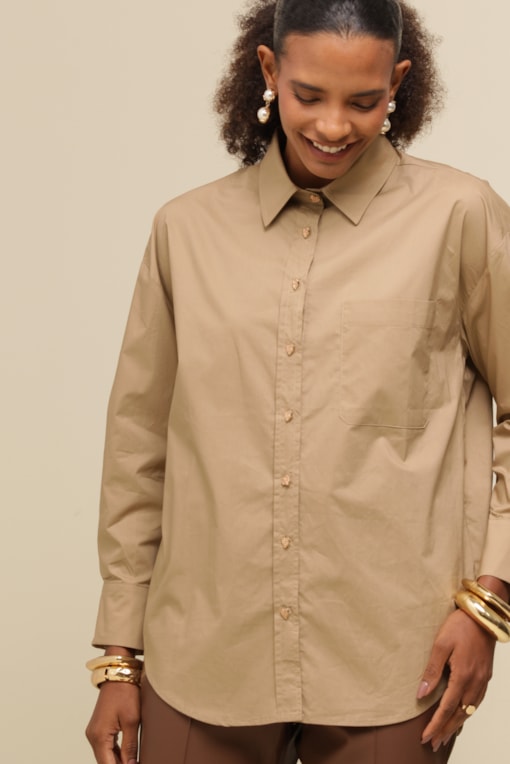 Camisa Basic Bolso  Bege