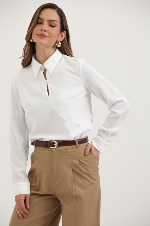 Camisa Botões Diagonais Off-white