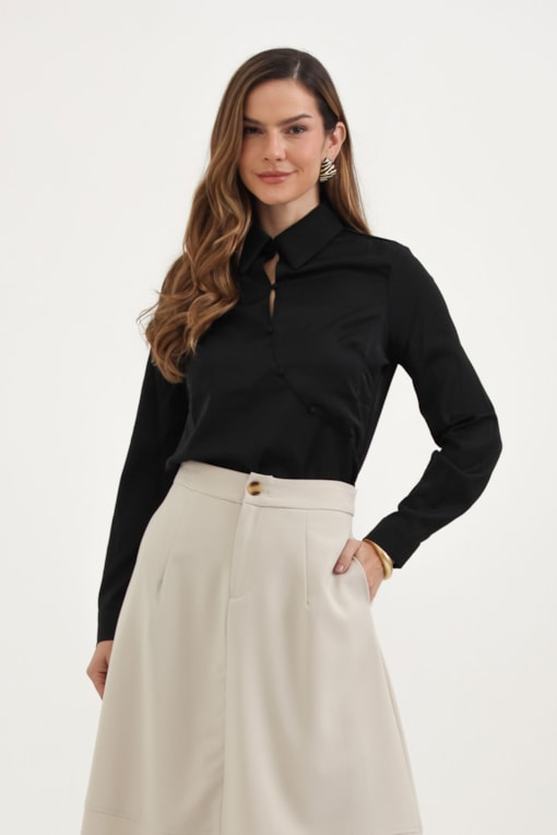 Camisa Botões Diagonais Preto