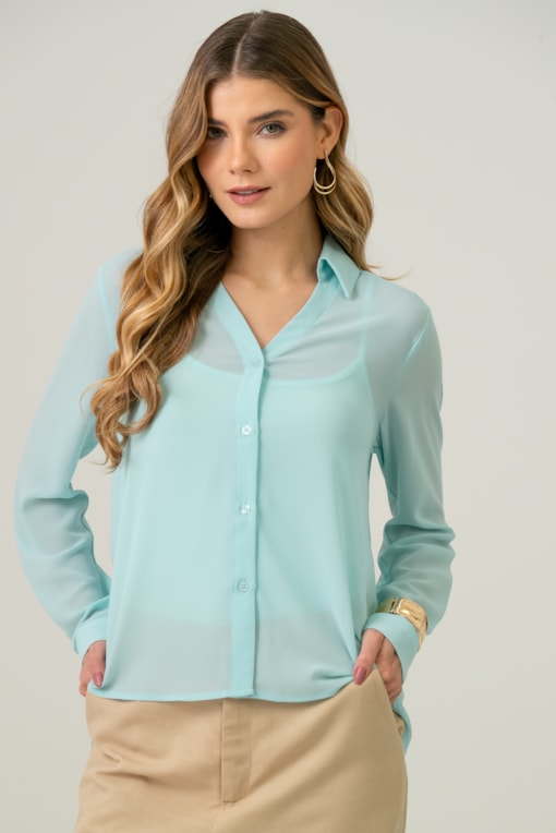 Camisa Chiffon Versailles Azul bebê