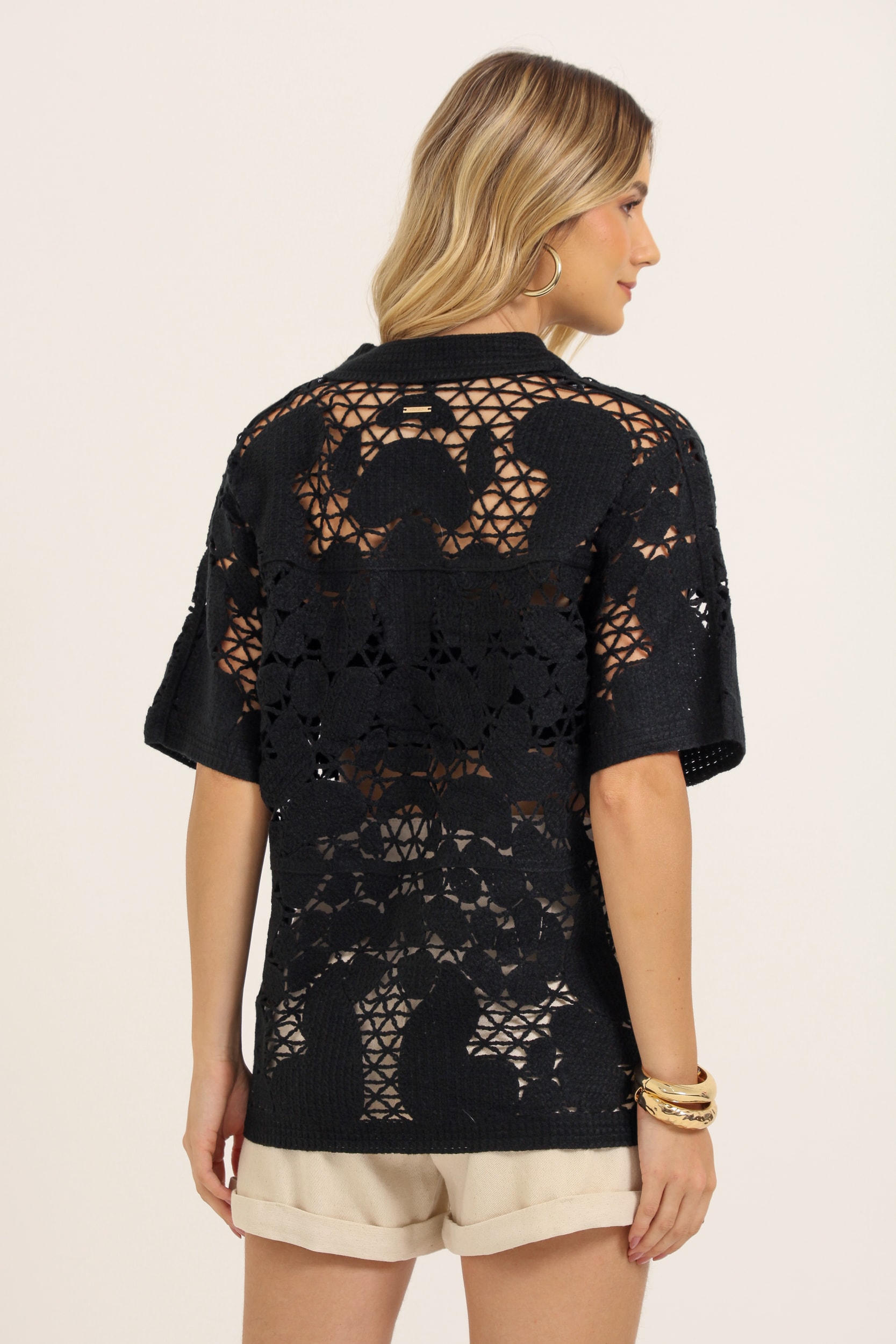 Camisa Crochê Grosso Preto
