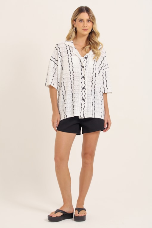 Camisa Crochê Ondas Branco