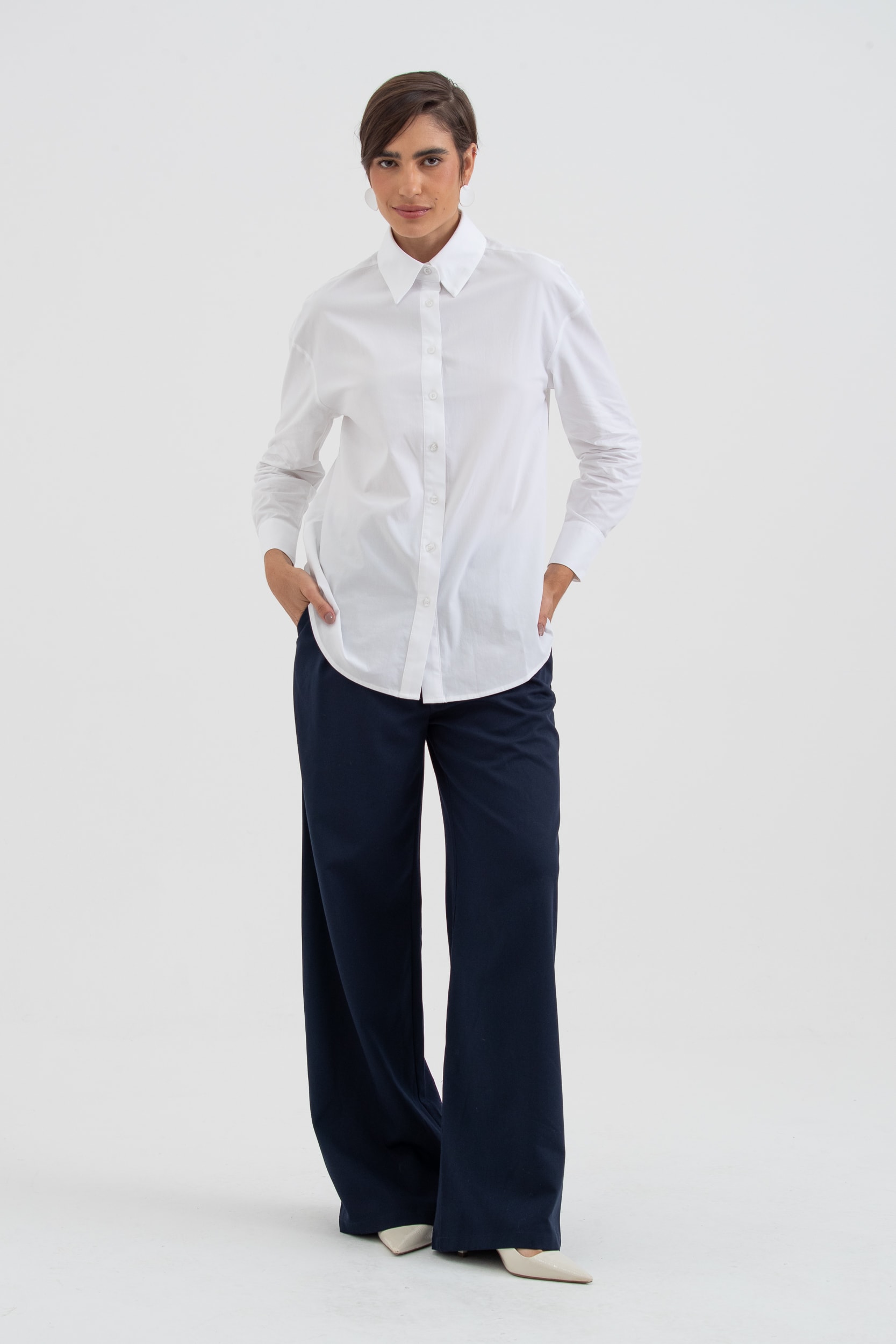 Camisa De Tricoline Básica Branco