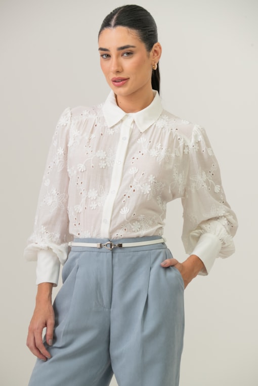 Camisa Flores 3D Off-white