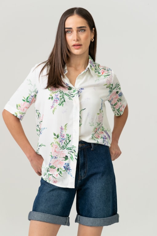 Camisa Giverny Estampada Off-white