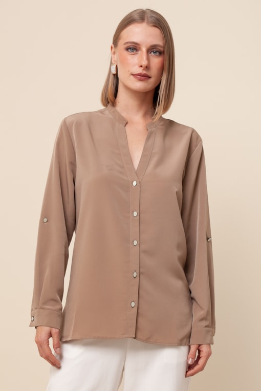 Camisa Gola V Botões Fendi