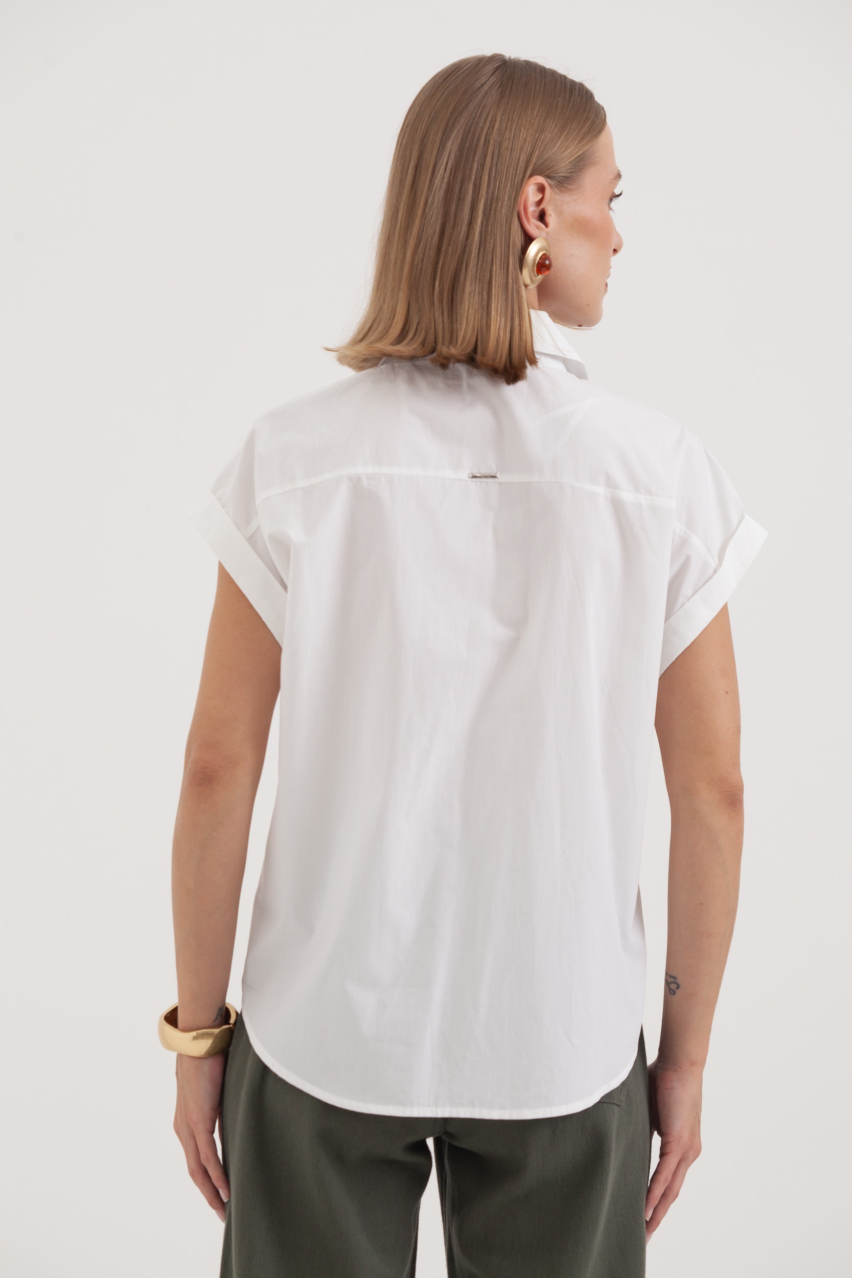 Camisa Manga Curta Caída Branco
