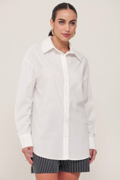 Camisa Tricoline Básica Off-white