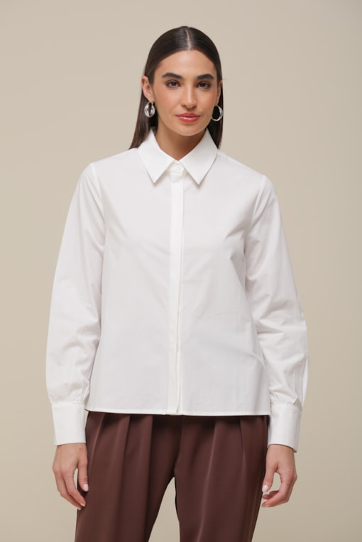 Camisa Tricoline Botões   Branco