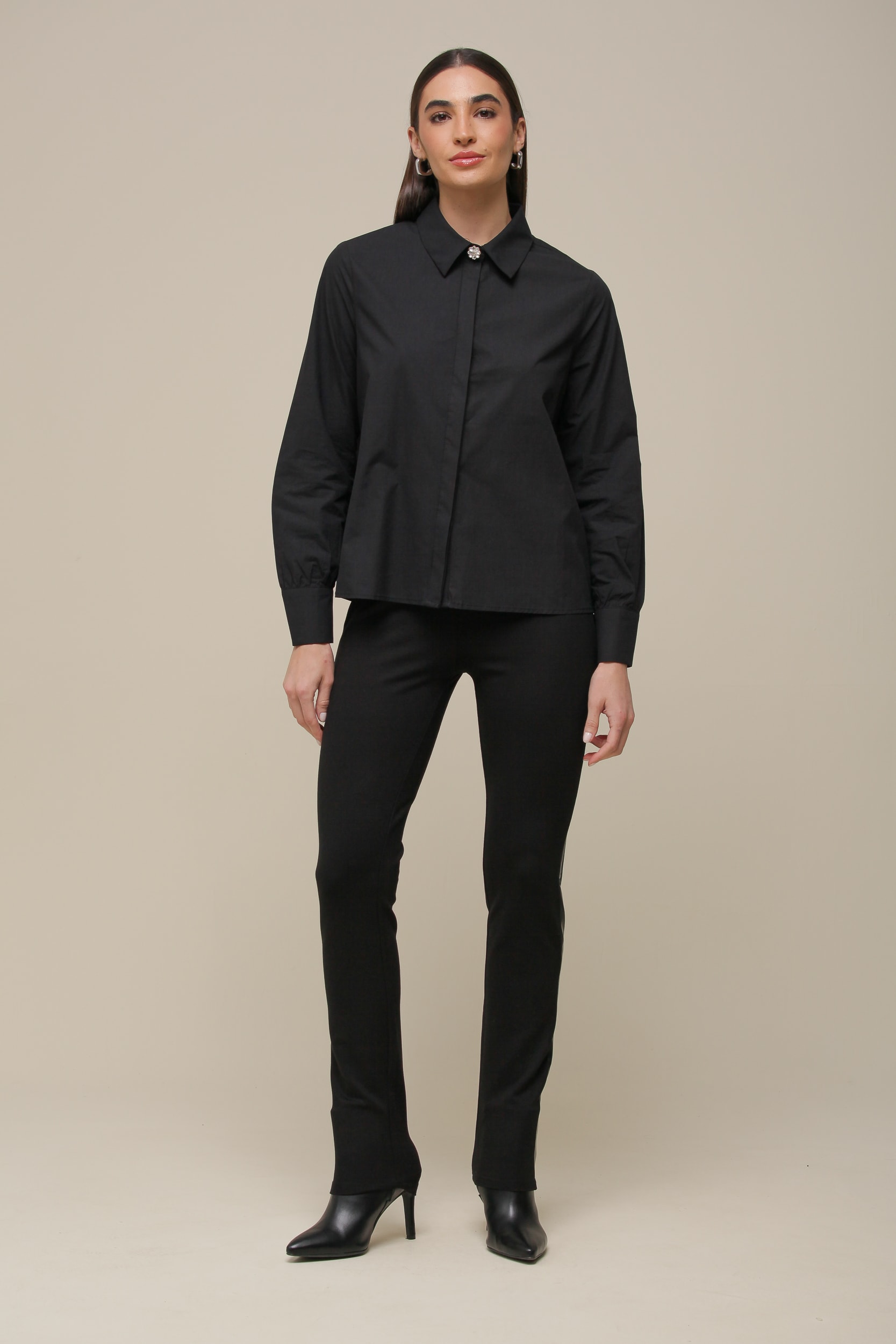 Camisa Tricoline Botões   Preto