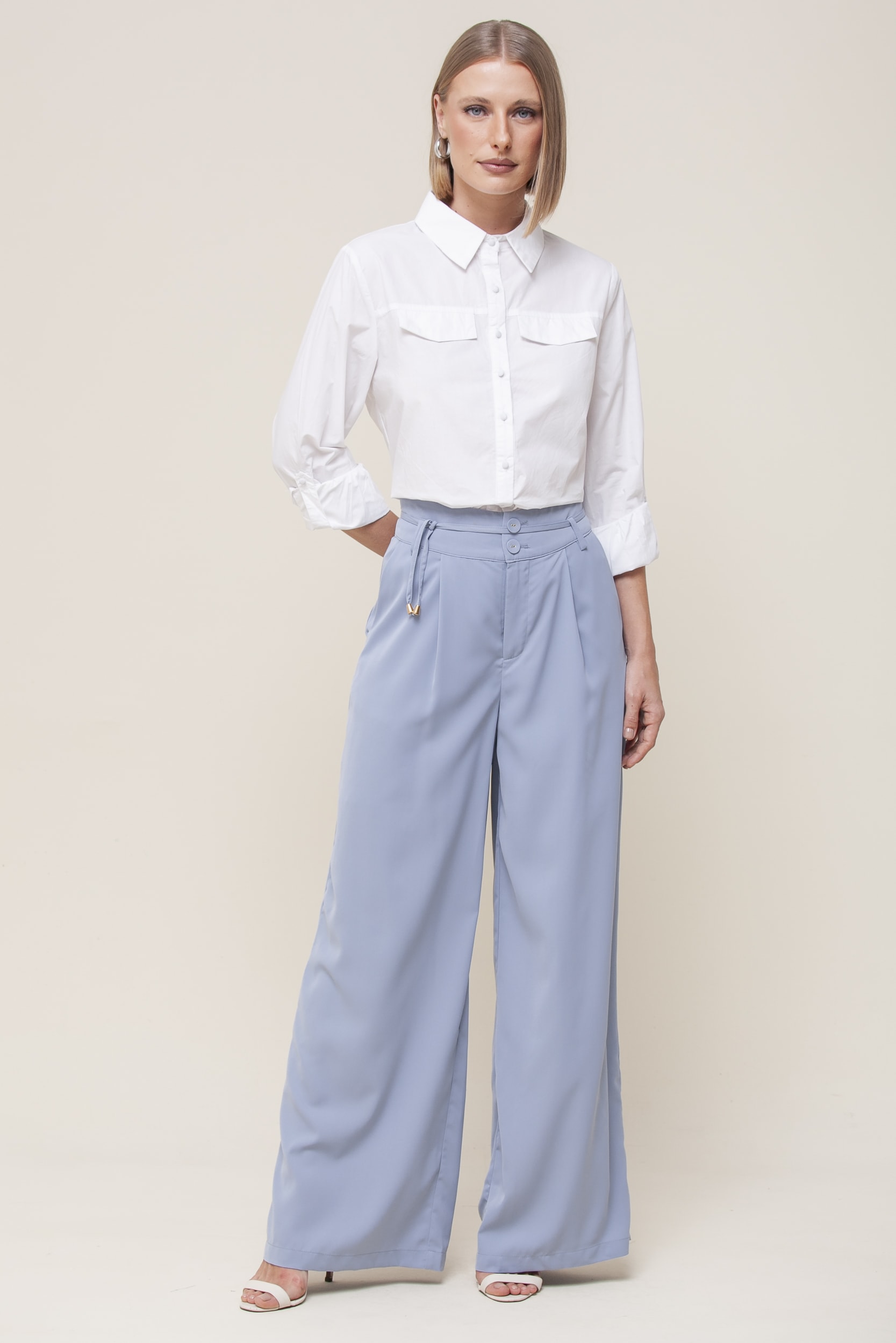 Camisa Tricoline Manga Longa  Off-white