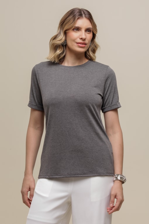 Camiseta Basic Decote Careca  Mescla