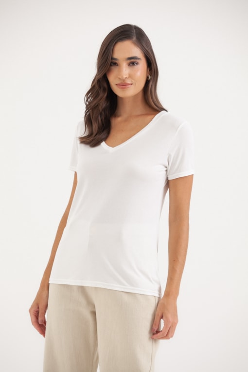 Camiseta Basic Decote V Branco